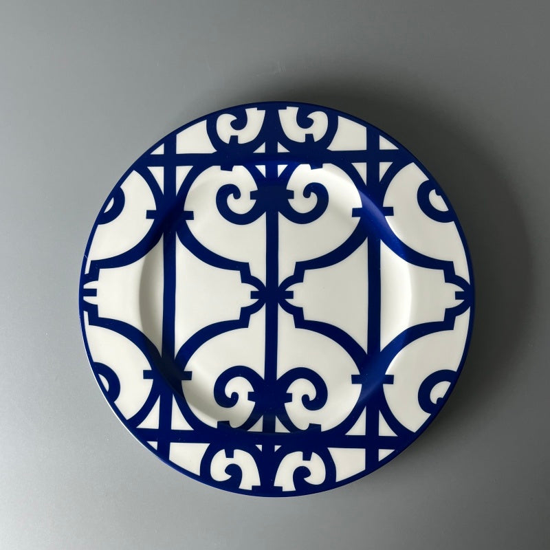 Bone China NAVY-WHITE filigree Plate