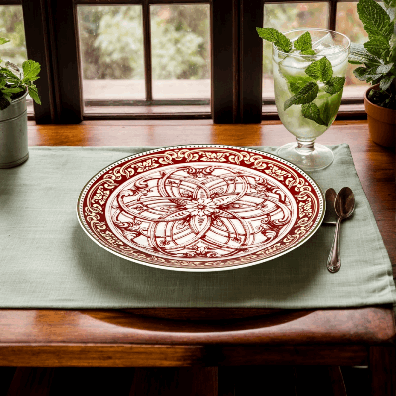 Bone China Elegant Ruby design plate