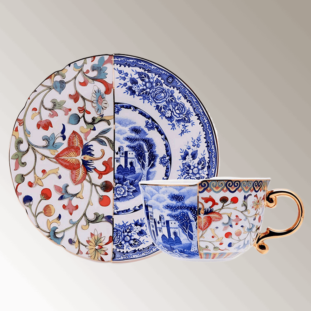 Bone China Contrast-Charm Nordic Cup set
