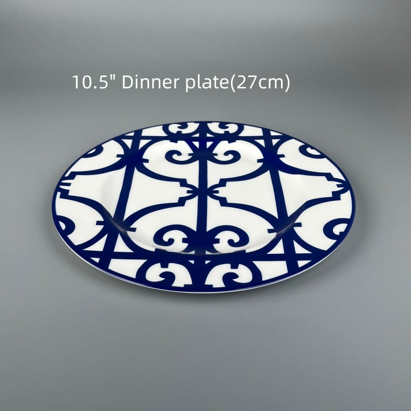 Bone China NAVY-WHITE filigree Plate