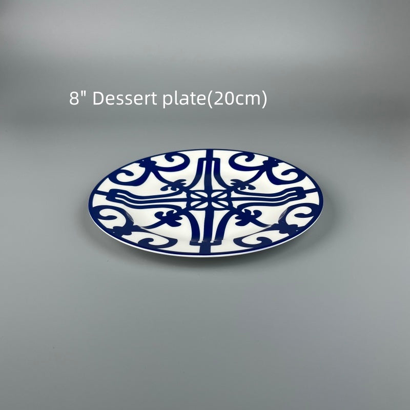Bone China NAVY-WHITE filigree Plate
