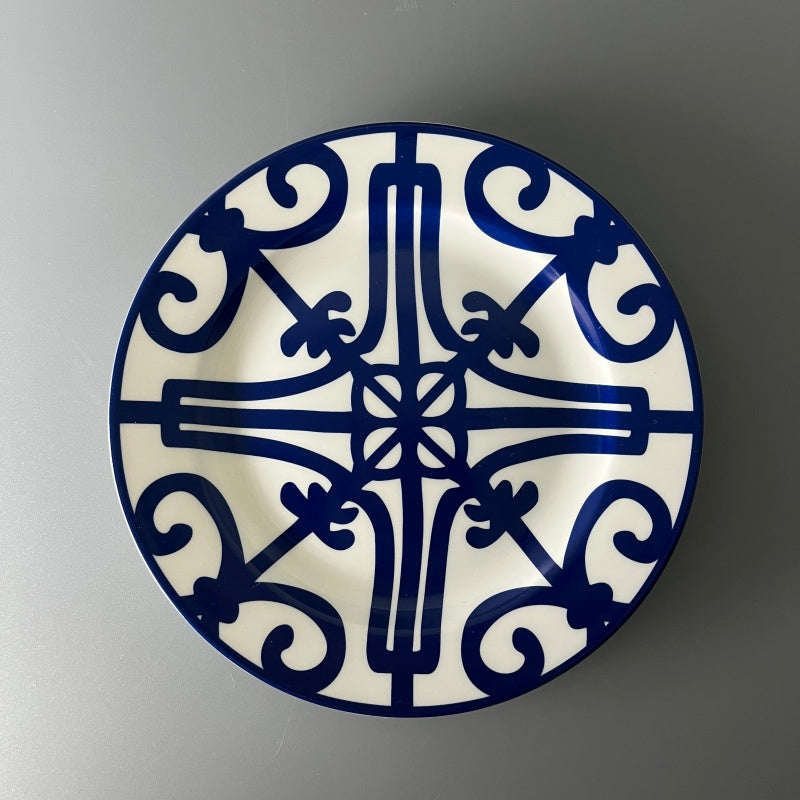 Bone China NAVY-WHITE filigree Plate