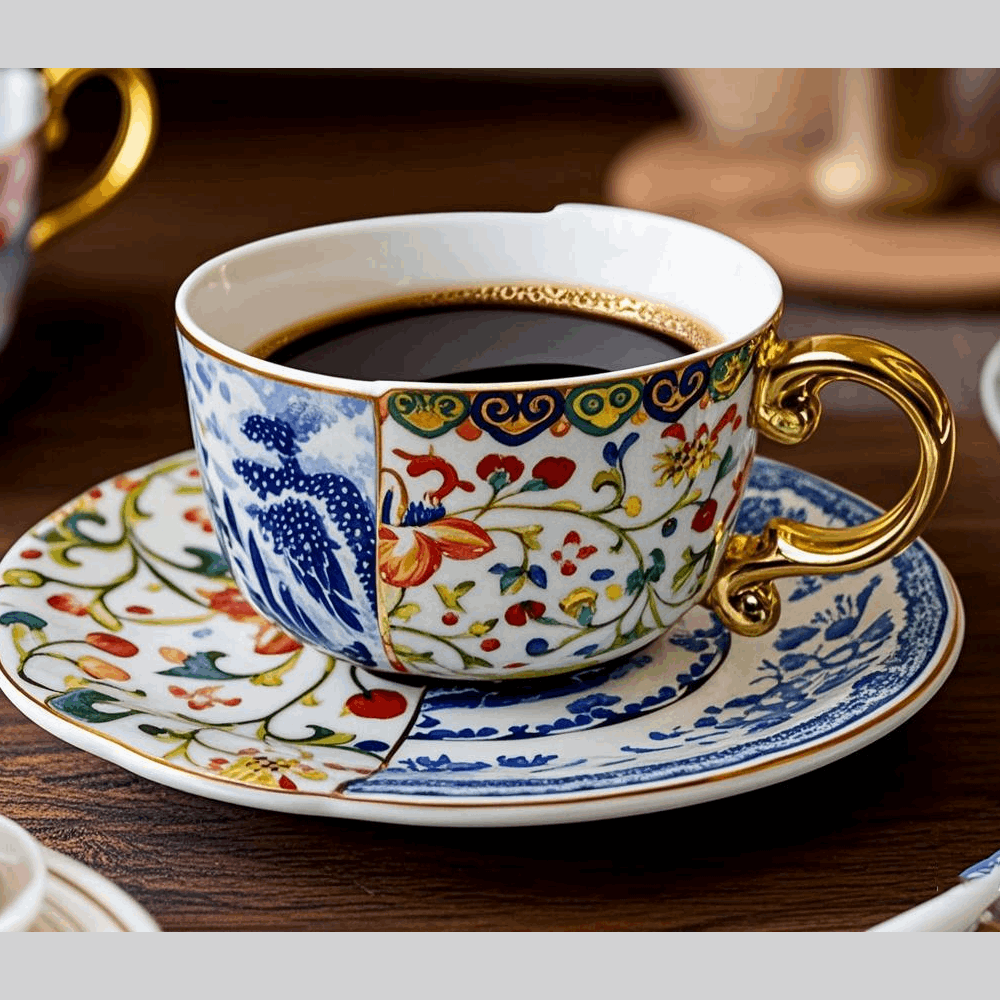 Bone China Contrast-Charm Nordic Cup set