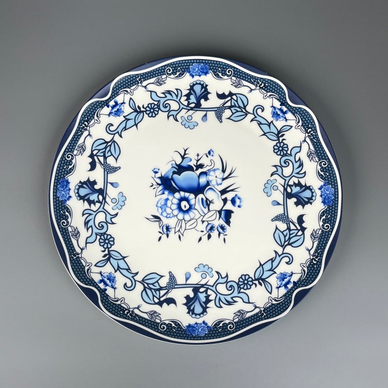 Bone China Elegant BLue-White Bouquet Plate