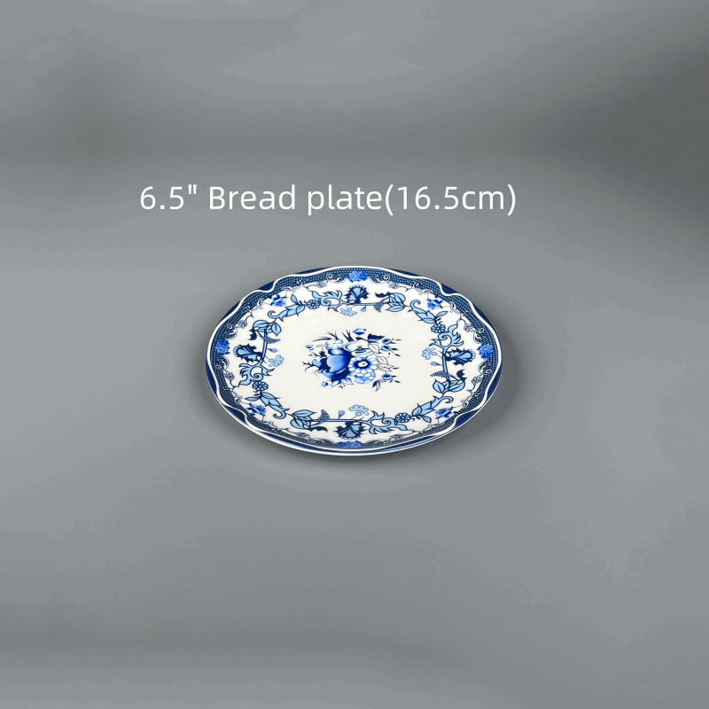 Bone China Elegant BLue-White Bouquet Plate