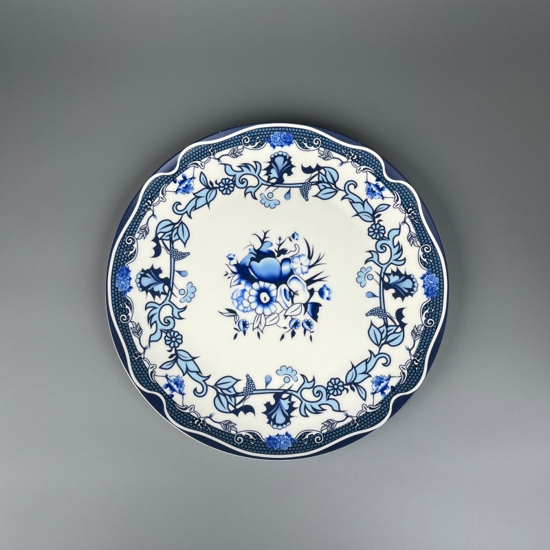 Bone China Elegant BLue-White Bouquet Plate