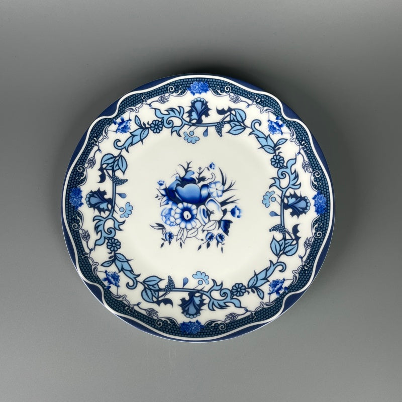 Bone China Elegant BLue-White Bouquet Plate