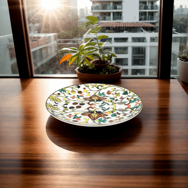 Bone China Artistic Contrast Pattern Plate