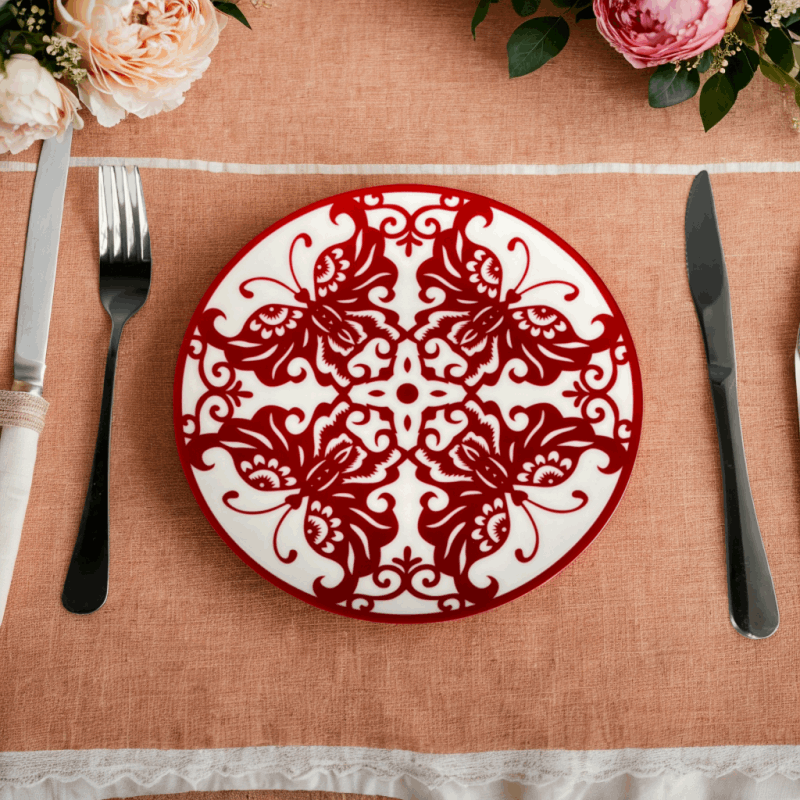 Bone China Artistic Chinese Paper-cut butterfly plate