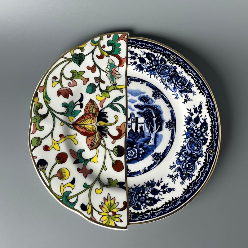 Bone China Artistic Contrast Pattern Plate