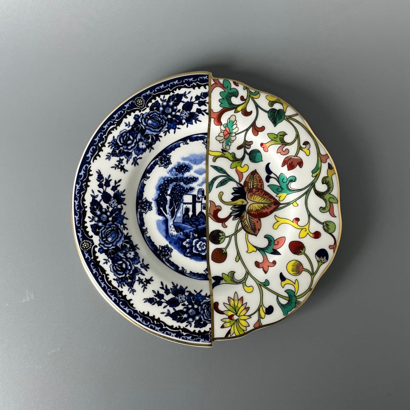 Bone China Artistic Contrast Pattern Plate