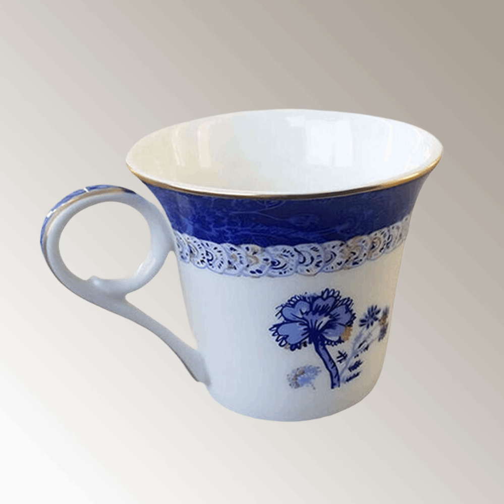 Bone China BluFlora Cupset - Fine porcelain Coffee Mug set