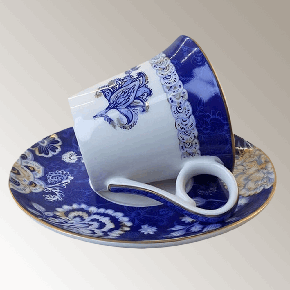 Bone China BluFlora Cupset - Fine porcelain Coffee Mug set
