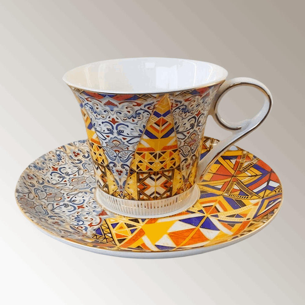 Bone China Nordic Geometric Cupset