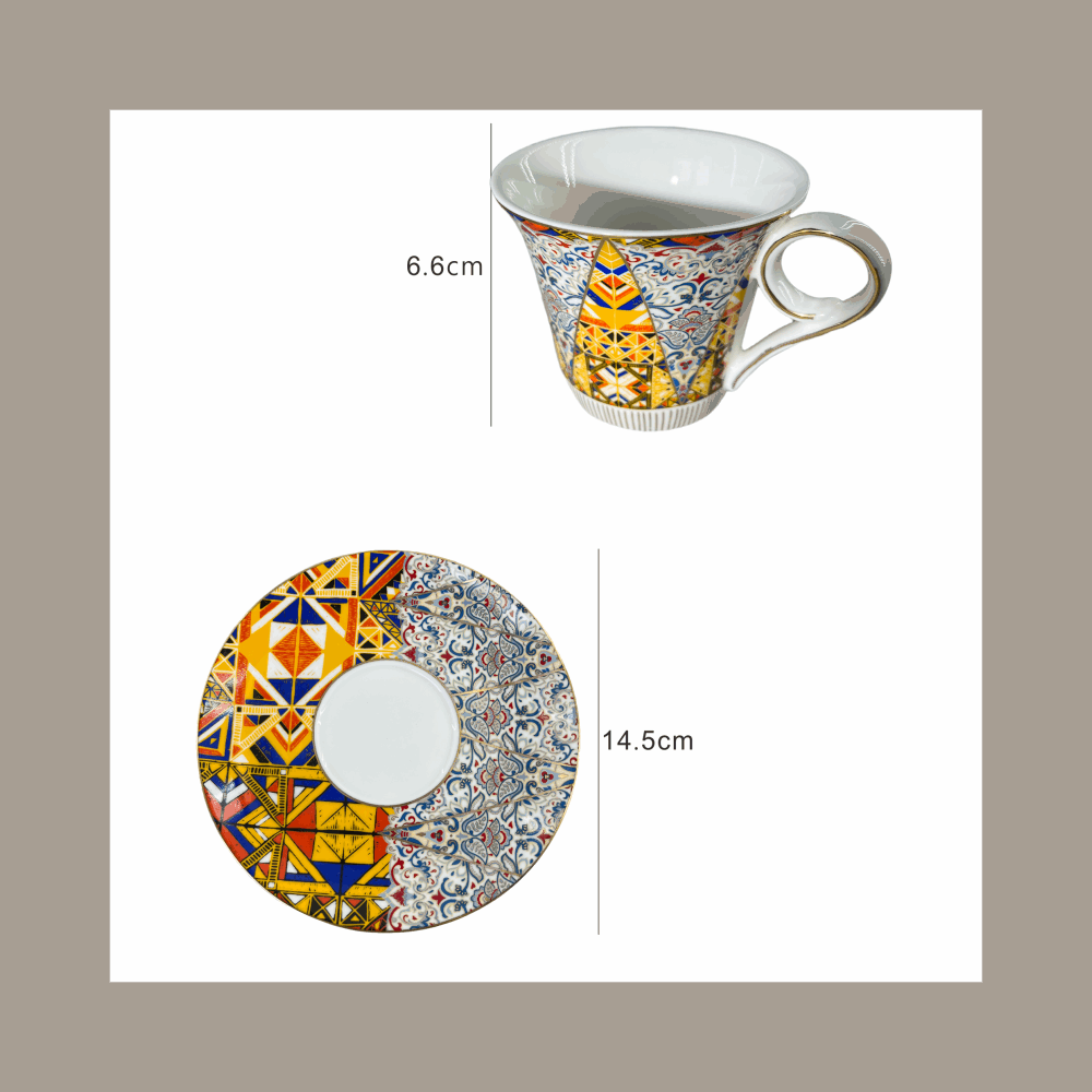 Bone China Nordic Geometric Cupset