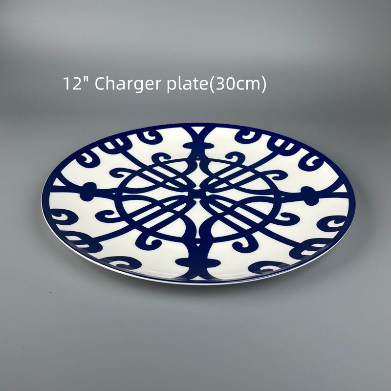 Bone China NAVY-WHITE filigree Plate