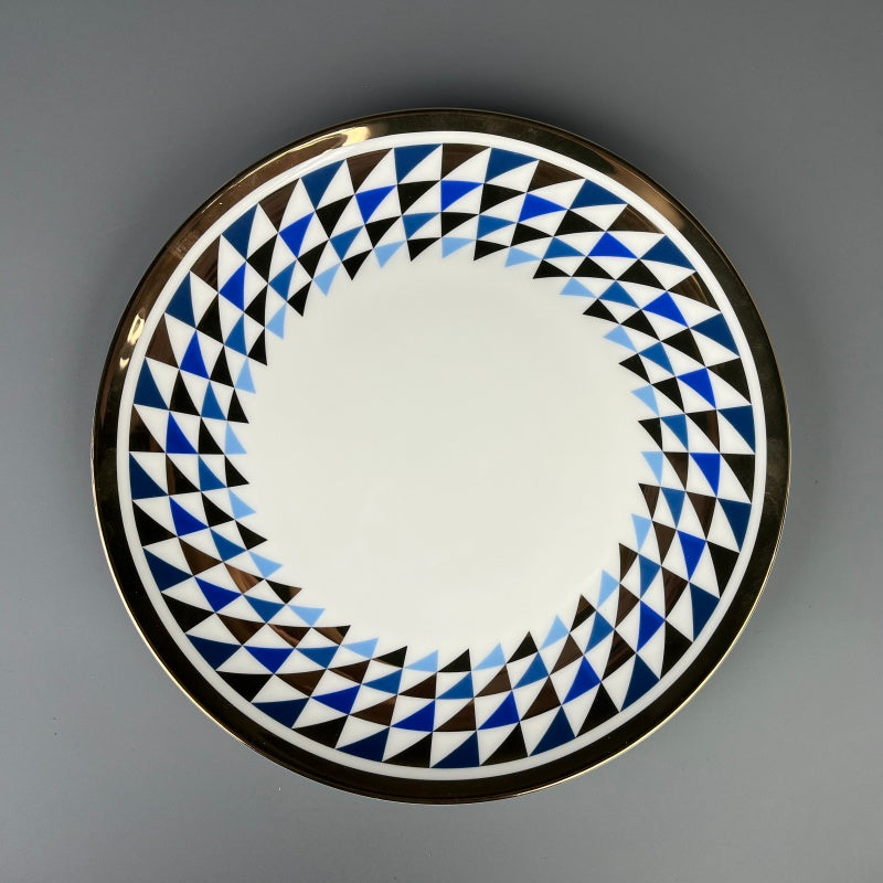 Bone China Modern Blue-Tone Ringed Plate