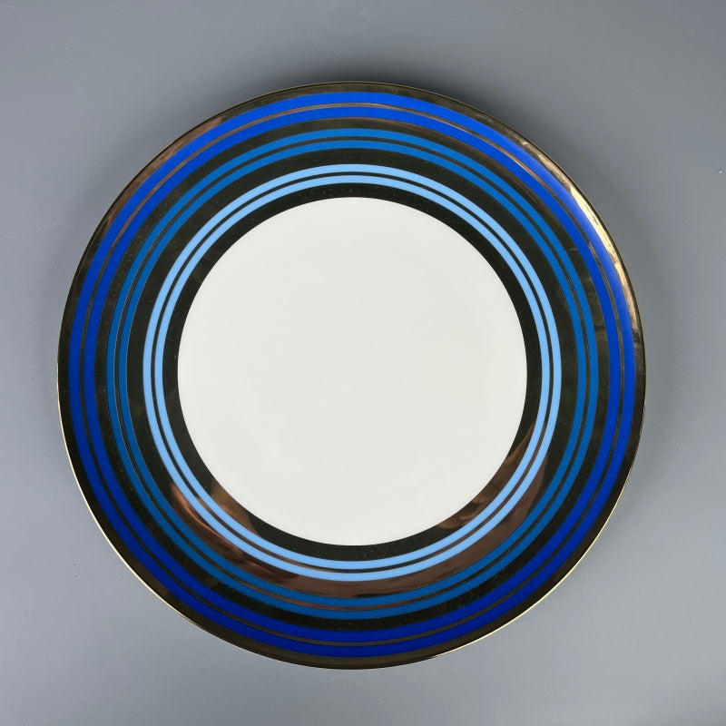 Bone China Modern Blue-Tone Ringed Plate