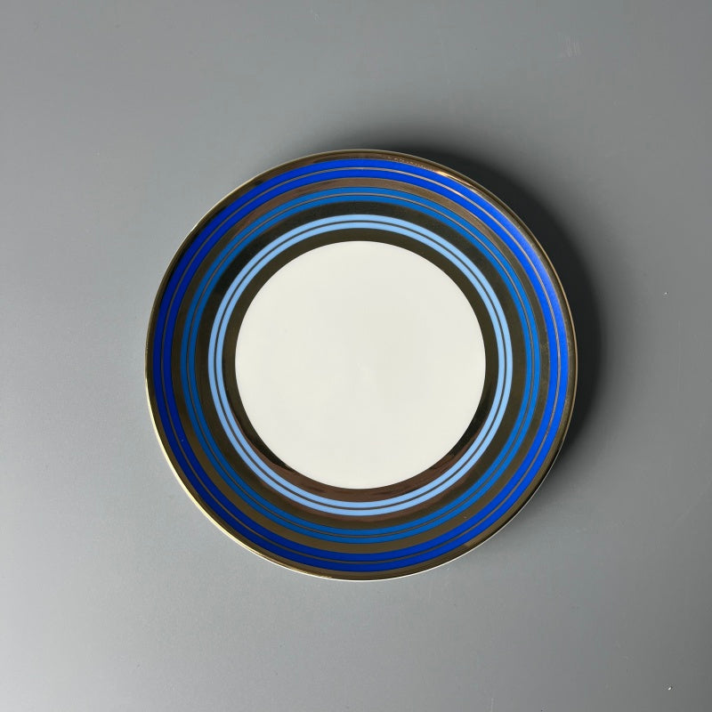 Bone China Modern Blue-Tone Ringed Plate
