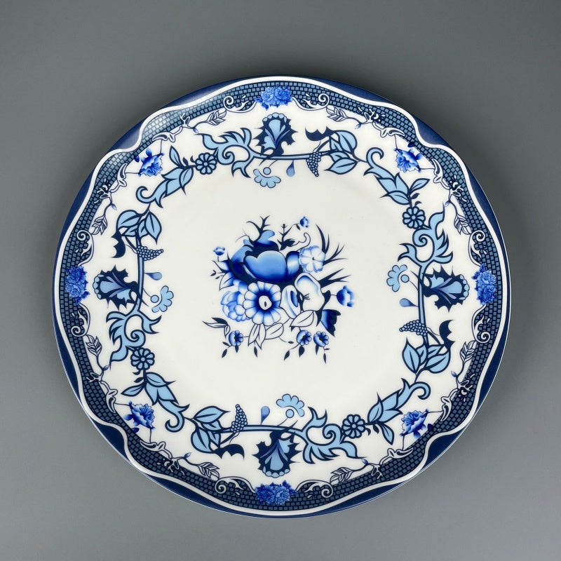 Bone China Elegant BLue-White Bouquet Plate