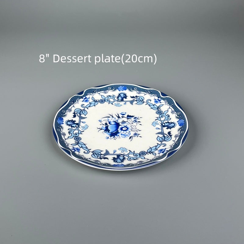 Bone China Elegant BLue-White Bouquet Plate