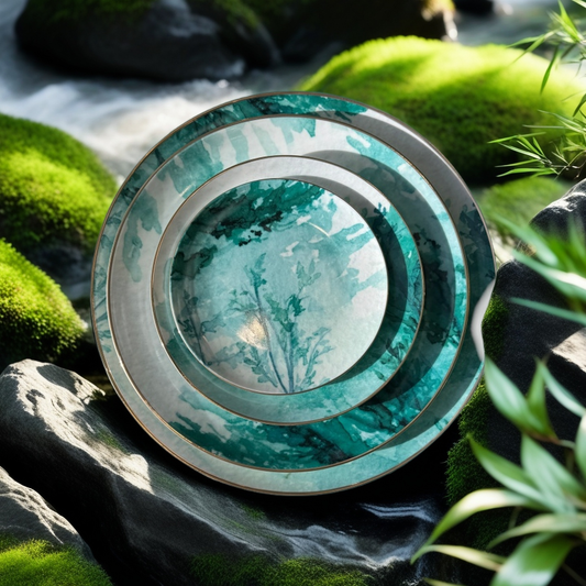 Scandinavian Green Mist· Elegant Morden Bone China Tableware 4 size 30cm/27cm/20cm/16.5cm · Lunovart