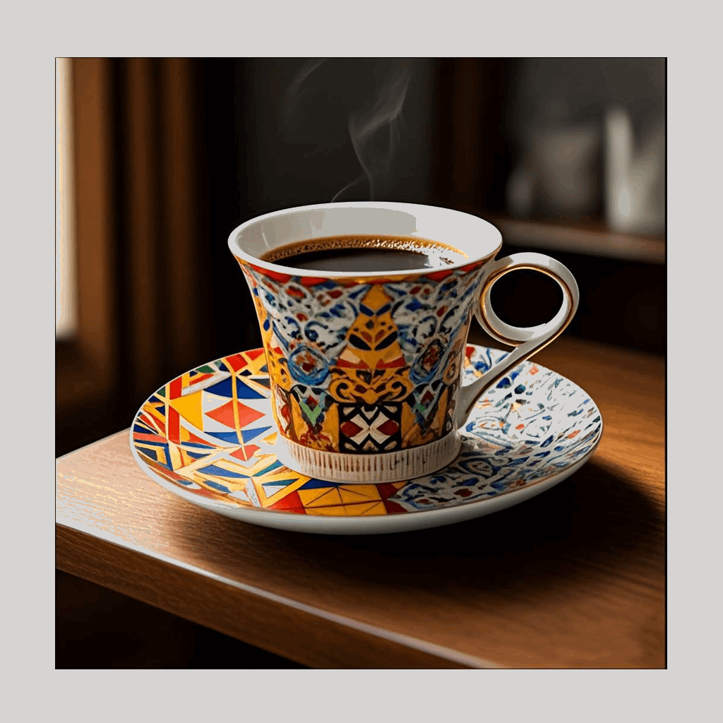 Bone China Nordic Geometric Cupset