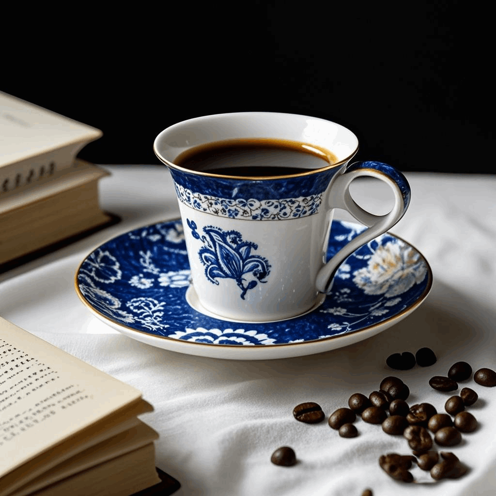 Bone China BluFlora Cupset - Fine porcelain Coffee Mug set