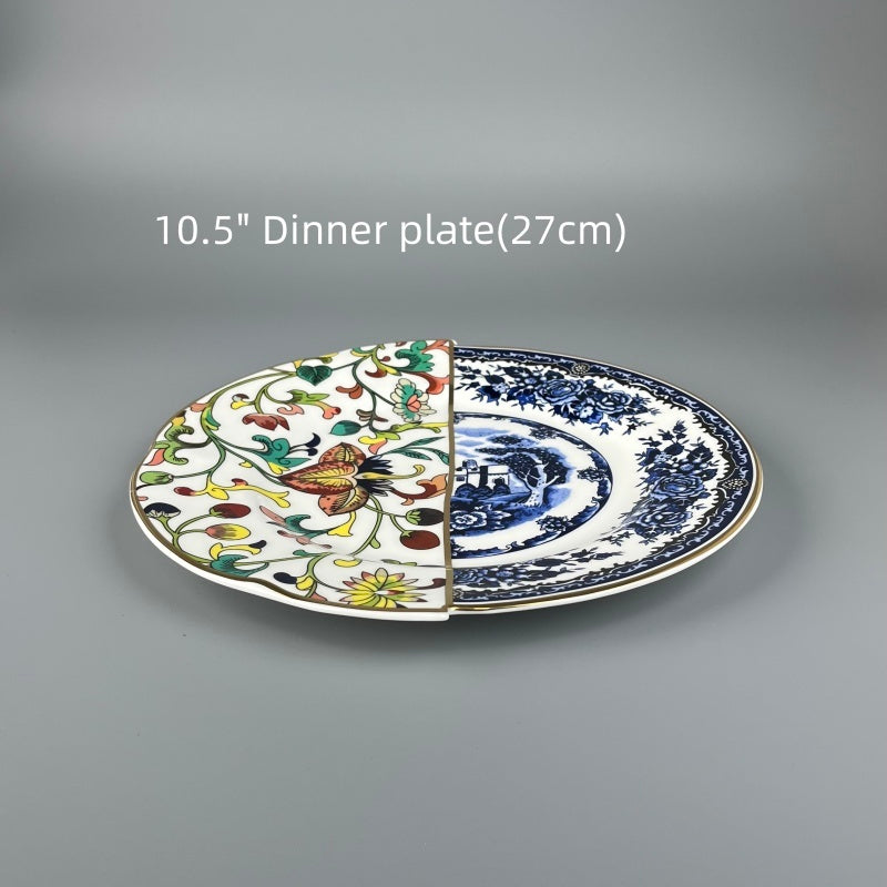 Bone China Artistic Contrast Pattern Plate