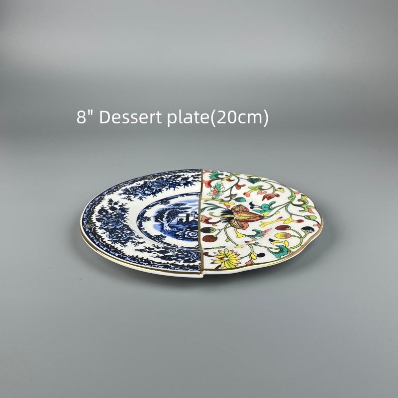 Bone China Artistic Contrast Pattern Plate